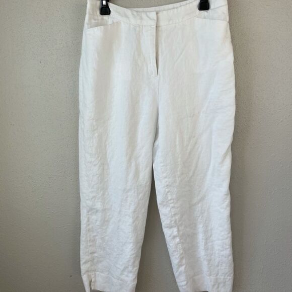 Jones New York Signature White Linen Cropped Pants - Picture 1 of 6